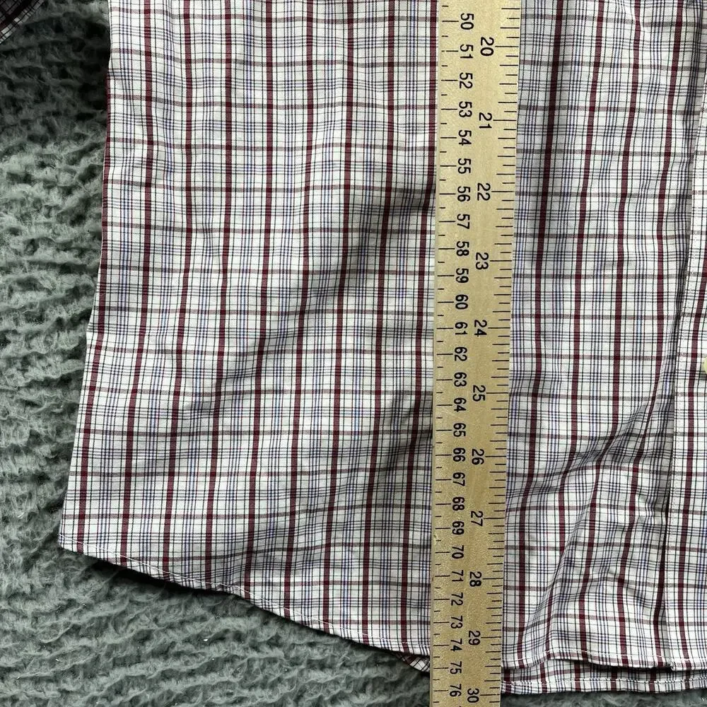 Banana Republic Shirt Mens Large Red Blue Non Iron Slim Fit Long Sleeve Button